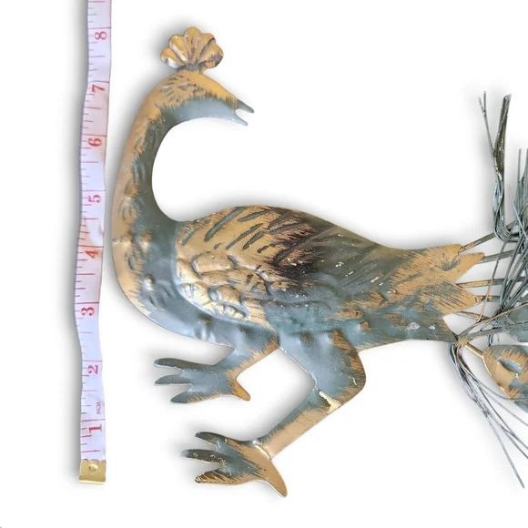 Vintage MCM Wall Decor Tin Peacock PAIR (Made in Hong Kong) Circa 1950-1960s - Picture 11 of 11